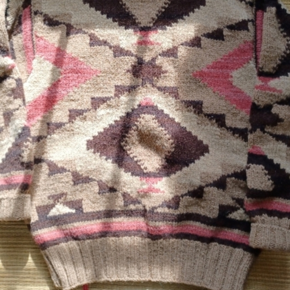 🥰 Vintage Ralph Lauren Tan and Brown Handknit Turtleneck Sweater - Picture 4 of 14